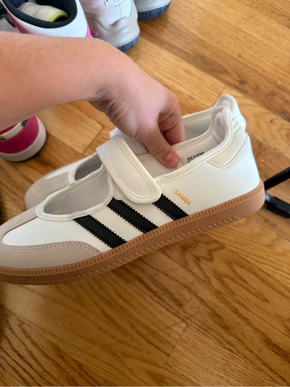 Women’s Adidas Samba Strap Sneaker in White and Black